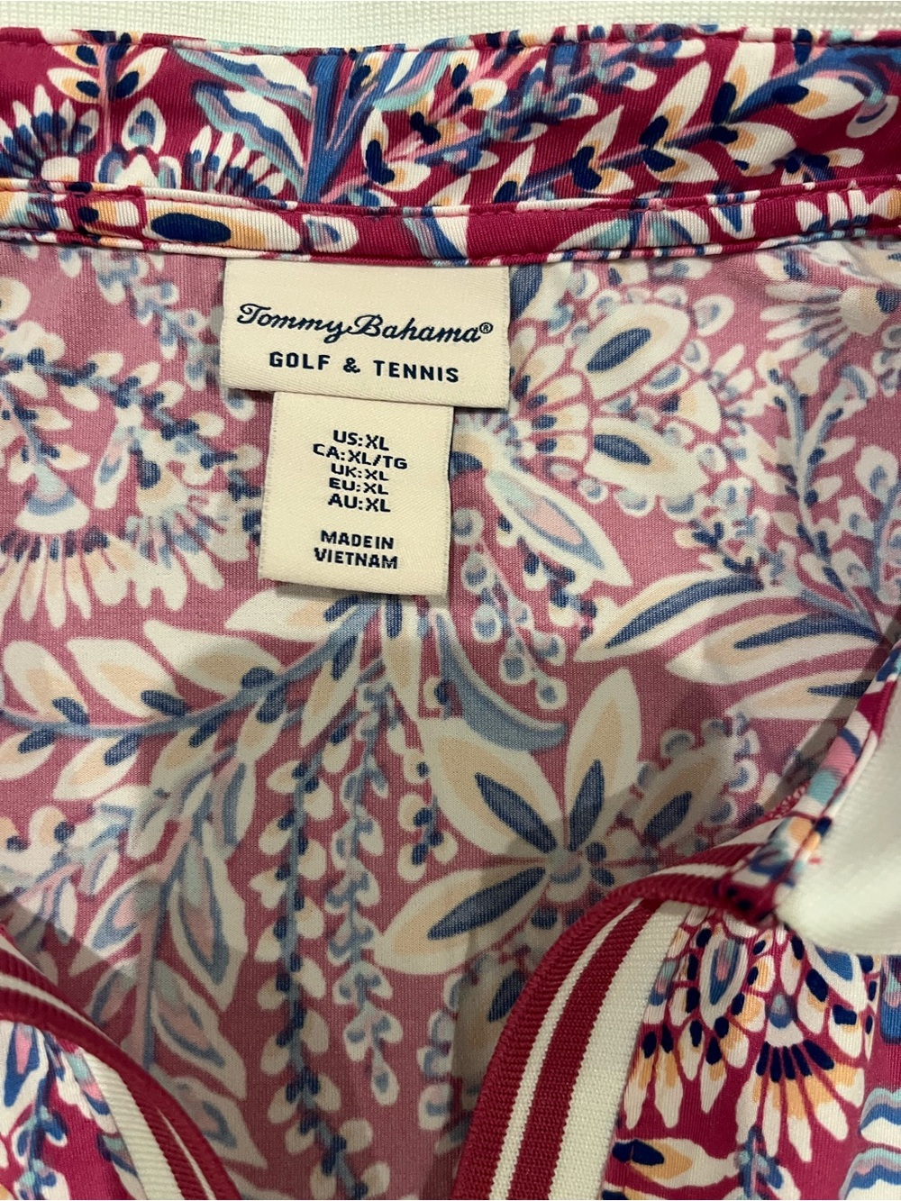 Tommy Bahama Pink Floral V-Neck Sleeveless Polo Tank - Picture 3 of 4